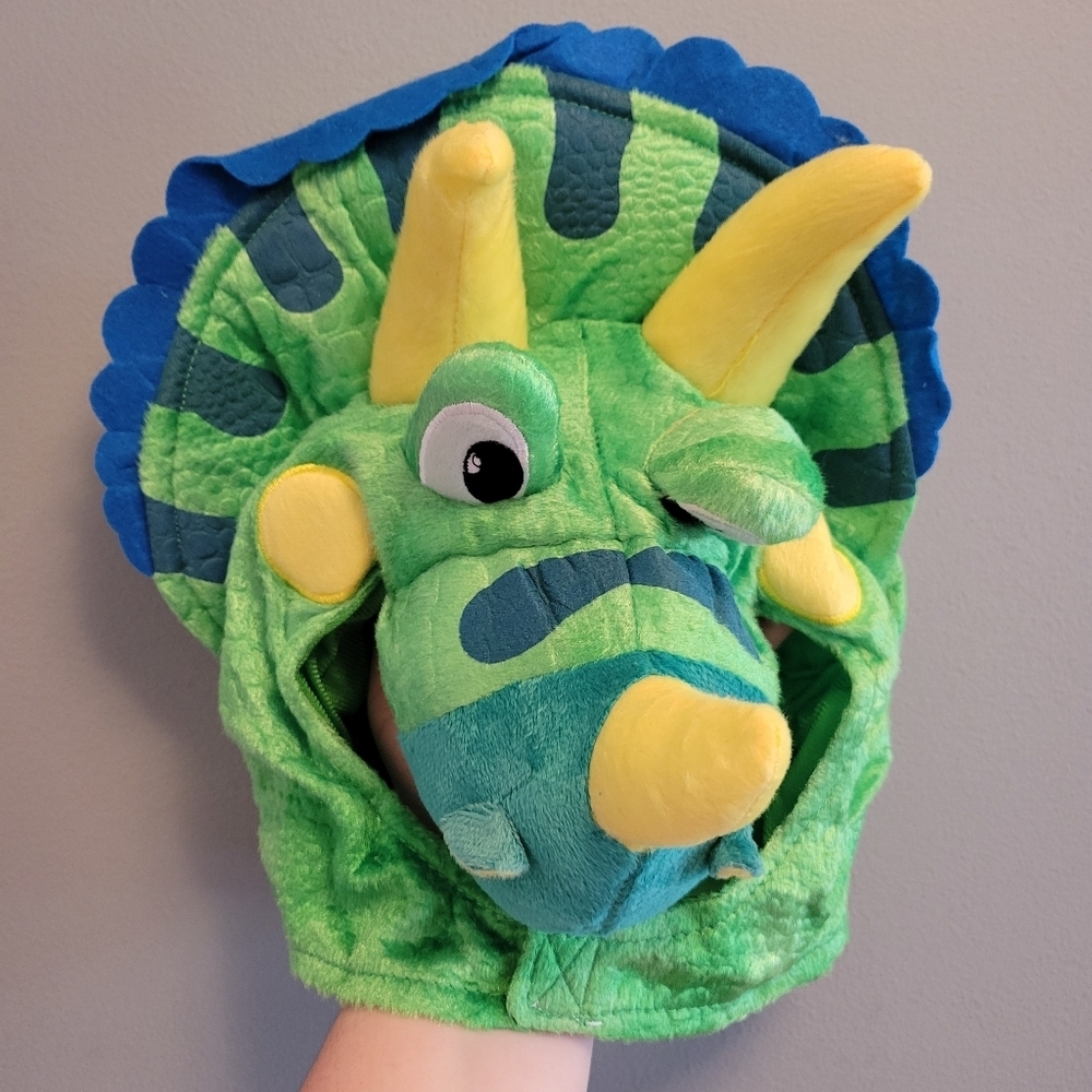 Kids Triceratops Dinosaur Costume Deluxe Toddler 3T Hood Tail Egg Outfit Set - Picture 4 of 7